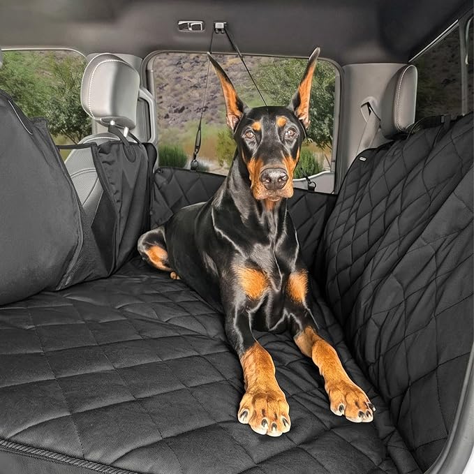 4Knines Back Seat Extender for Dogs, Hard Bottom Waterproof Backseat Protector with EZ Door Guard (Black, XLarge) by 4Knines