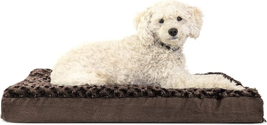 Furhaven Orthopedic Dog Bed for Medium/Small Dogs w/ Removable Washable Cover, For Dogs Up to 35 lbs - Ultra Plush Faux Fur & Suede Mattress - Chocolate, Medium by FurHaven