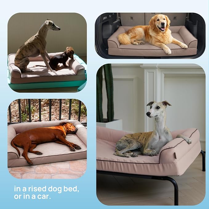 Cooling Dog Bed for Summer, Extra Large Orthopedic Cool Pet Bed with Sides, Q-Max >0.45, Egg Crate Foam with Removable Washable Cover for Large Dogs, Dusty Rose - Image 9
