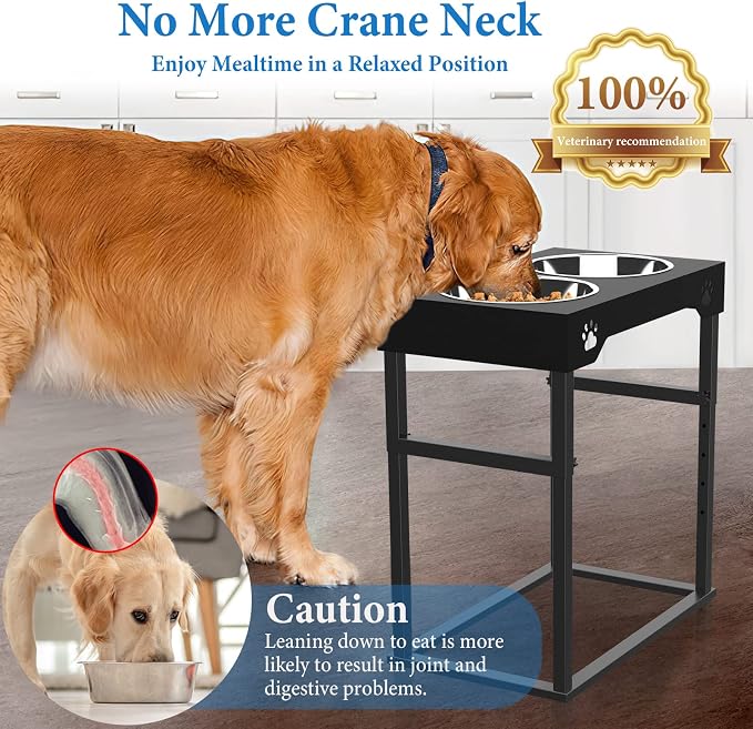 Raised Dog Bowl for Large Dogs,Elevated Dog Bowls Steel Dog Bowls for Food & Water (DB01H-BLACK, 20inch 1.5L) - Image 3