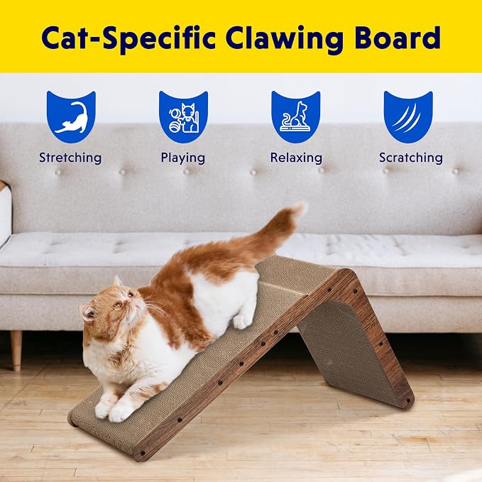 Simple Delxue Simple Deluxe Cardboard Cat Scratcher with Cat Toys Ball Track, 24 Inches L-Shaped Scratch Pad, Cardboard Lounge Bed, Stable and Durable, Furniture Protector, Reversible - Image 4