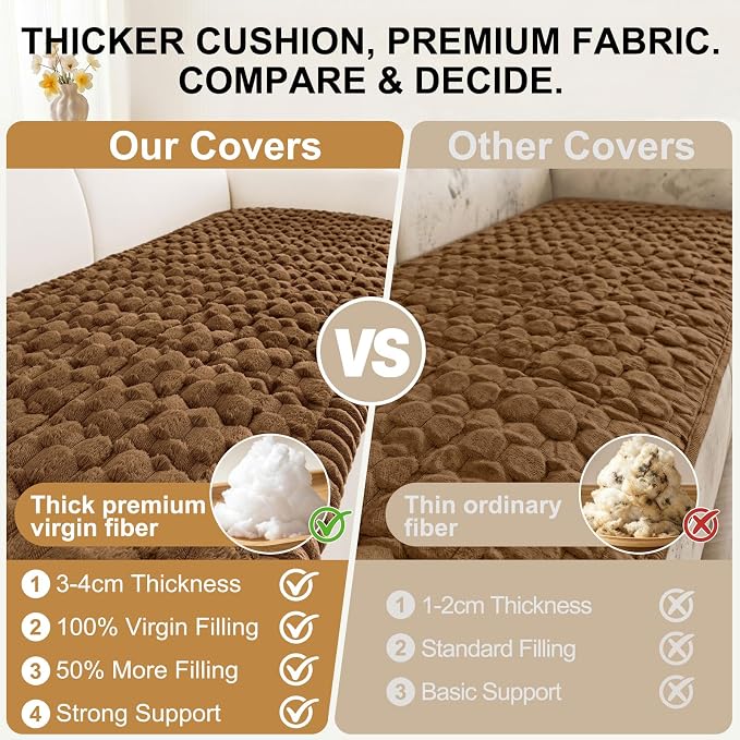 Smiry Non Slip Couch Covers for Dogs, Scratch Resistant Pet Sofa Protector | Machine Washable Soft Fuzzy Thick Furniture Cover for Sofa Loveseat Sectional Large Dogs, Chocolate, 27.6" x 82.7" - Image 4