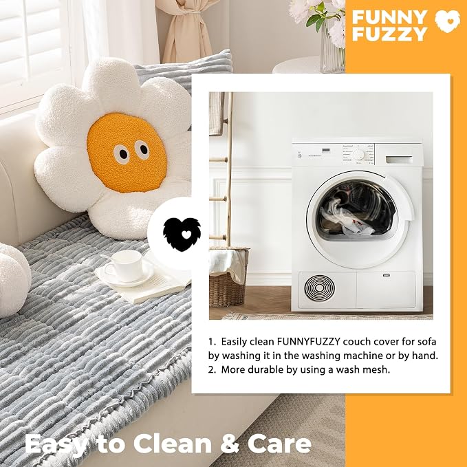 FUNNY FUZZY Pet Couch Covers for Sofa, Washable Dog Couch Cover Protector for Dogs, Flannel Couch Covers for Dogs Pet Friendly Pets Mat Bed Sofa Cover (Blue-Grey, 27.6"×82.7") - Image 6