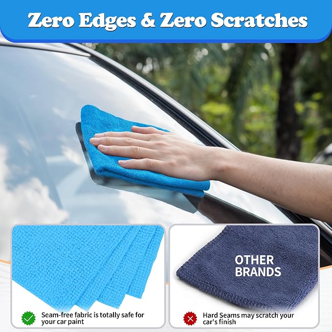 FIXSMITH Shop Towels, Microfiber Cleaning Cloth Bulk, 200 Pack Microfiber Towels for Cars, All-Purpose Absorbent Cleaning Rags, Dust Cloth for Automotive, Mechanic, Garage, Bar, 11.5 x 11.5 inch - Image 4