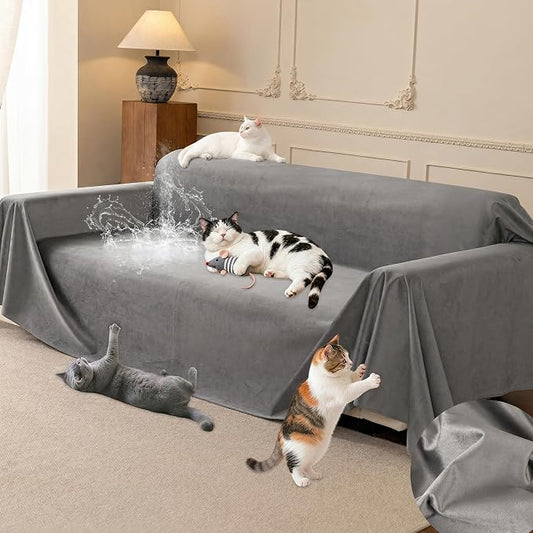 Loiion Cat Scratch Couch Cover Waterproof Sofa Cover 134"x91" | Pet-Friendly Couch Protector, Anti-Scratch & Non Slip Sofa Cover For Cats Dogs Kids, Machine Washable by Loiion