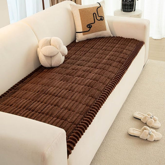 vctops Striped Couch Cover Super Soft Corduroy Sectional Sofa Cover Washable Non Slip Sofa Slipcover Furniture Protector for Kid Dog Pet,1 Piece (Brown,27"x47") by vctops