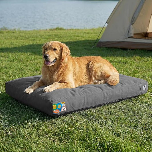 Sytopia 42 Inch Canvas Outdoor Dog Bed for Extra Large Dogs, Durable Dog Bed with Waterproof Machine Washable Removable Cover, Indoor Patio Pet Pad for Crate, Dark Grey by Sytopia
