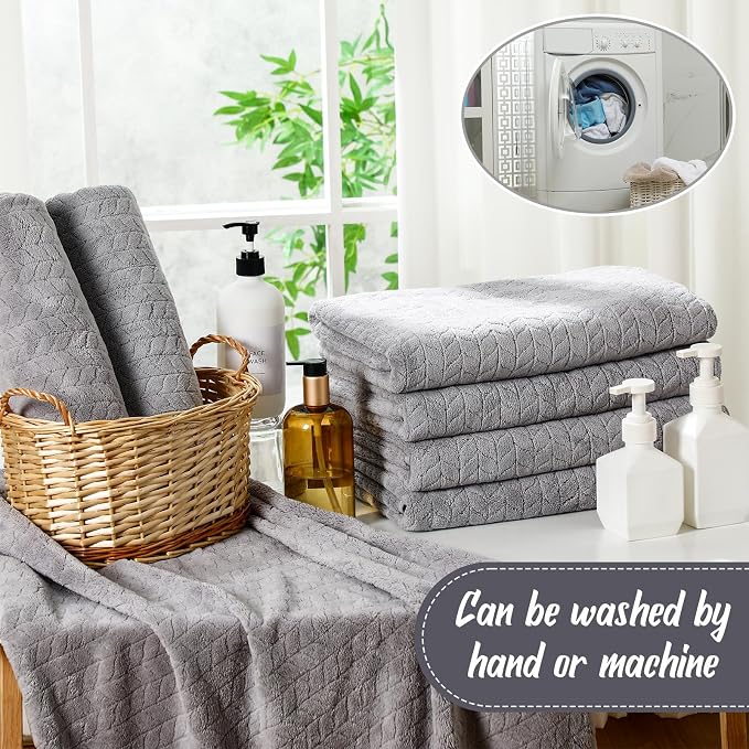 SmoothNovelty 16 Pack Microfiber Bath Towels Bulk 27'' x 60'' Oversized Size Bath Towel Highly Absorbent Extra Large Soft Drying for Beach Shower Summer Salon Sport Gym Party (Wheat,Light Grey) - Image 4