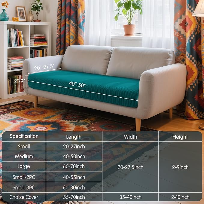Hokway Couch Cushion Covers Stretch Cushion Covers Sofa Seat Cushion Slipcover Cushion Protector(Teal, Medium) - Image 3