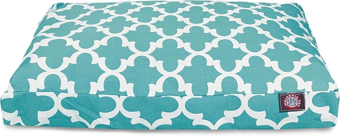 Teal Trellis Small Rectangle Indoor Outdoor Pet Dog Bed With Removable Washable Cover By Majestic Pet Products - Image 2