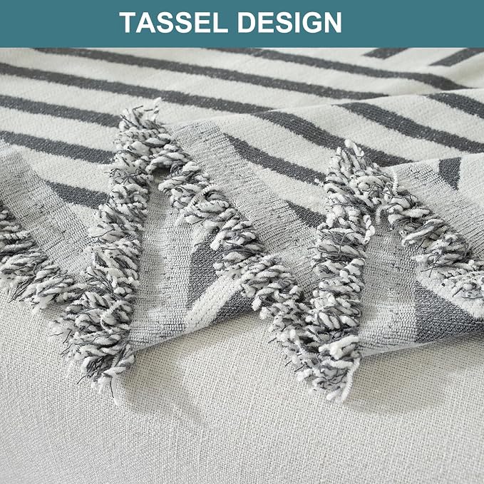 Couch Cover for Sofa, Boho Sofa Cover Washable Couch Cover for Dogs, Pet Sofa Cover for 2-Cushion Couches with Tassel Furniture Protector Cover,71" x 118",Dark Gray-Line - Image 5