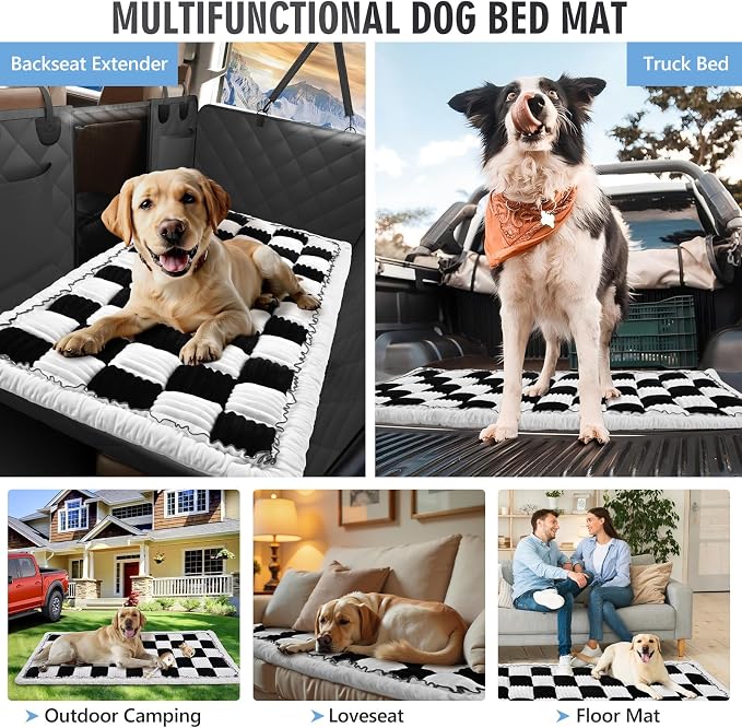 Dog Bed for Car Back Seat, Non-Slip Backseat Pet Mat XL, 59”X27.5” | Soft Blanket for Travel, Plaid Flannel, Quilted PP Cotton Filling, Non-Slip Backing, Machine Washable, Fit Backseat Extenders - Image 7