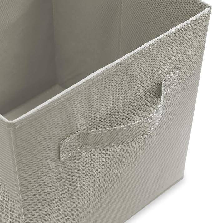 Casafield Set of 12 Collapsible Fabric Cube Storage Bins, Light Gray - 11" Foldable Cloth Baskets for Shelves, Cubby Organizers & More - Image 3