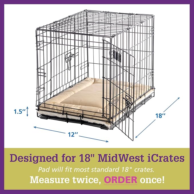 Pet Dreams Dog Crate Pad - Washable Kennel Mat, Crate Pads for Dog Cages, Non-Toxic, Flat Indoor Cat Bed, Fits iCrate 18, 24, 30, 36, 42, 48 Inches (Ivory, X Small, 18") - Image 8