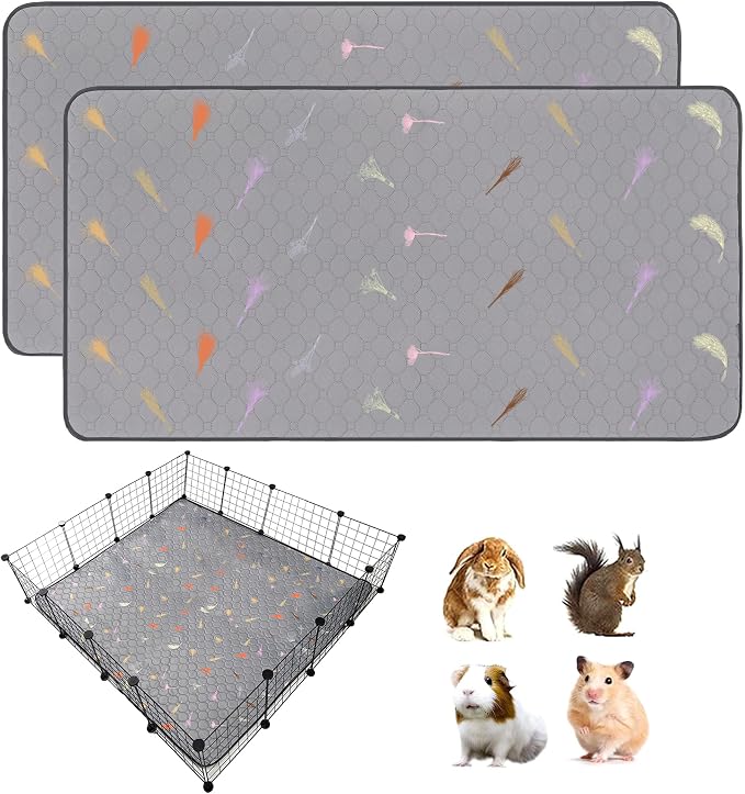 2Pcs Guinea Pig Cage Liners,Guinea Pig Fleece Cage Liners48''X48'' Super Absorbent Washable Pee Pads Reusable for Rabbit Hamster Chinchilla by LWYMX