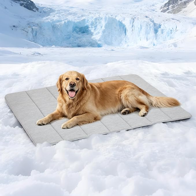 Dog Cooling Mat for Large Dogs – 41"x27" Orthopedic Memory Foam Pad for Summer, Hot Weather & Joint Relief | Washable, Non-Slip Crate Mat for Senior Dogs, Travel & Home (Grey) by ZAKAPAWS