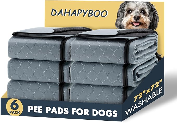 DAHAPYBOO Extra Large Washable Pee Pads for Dogs 72x72,6Pack | Reusable Puppy Pads for Dogs Non-Slip Waterproof Pet Training Pads for Crate, Playpen, Bed, Sofa,Whelping Box, Potty Training by DAHAPYBOO