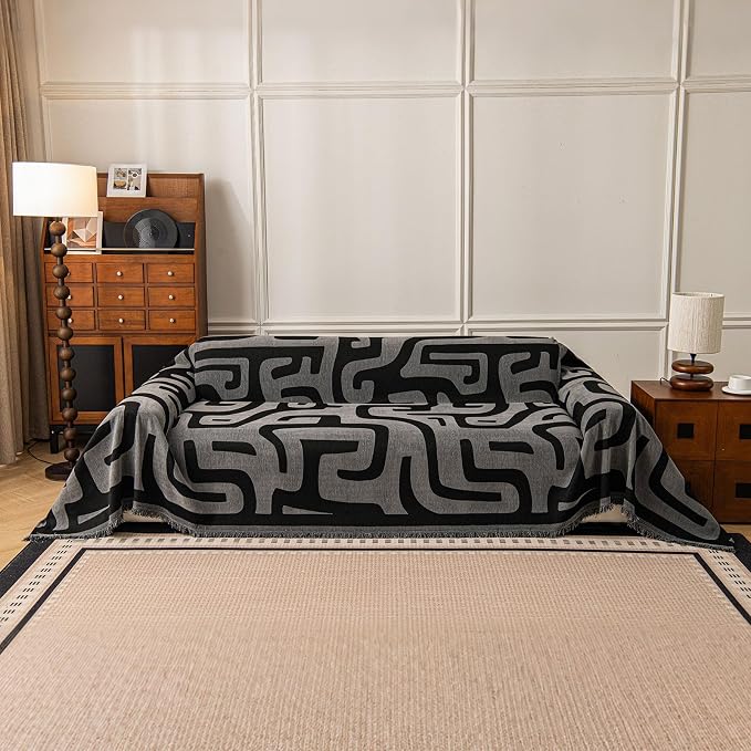 ROOMLIFE Couch Cover 3 Cushion Sofa, Washable Non Slip Furniture Sofa Protector Cover, Soft Chenille Sofa Slipcovers Sectional L Shape Dogs Couch Cover Throw Blanket with Tassels 71''X118'' - Image 4