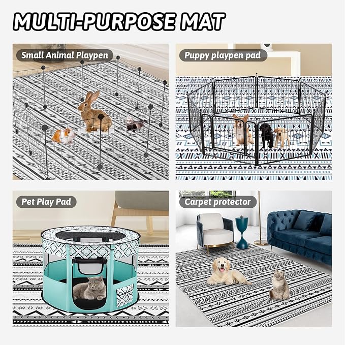 BNOSDM 78.7 in Rabbit Cage Liners Washable Reusable Bunny Bedding Pets Dog Whelping Pads with Anti Slip Bottom Pad Rug for Dogs Chinchillas Cats Guinea Pigs Ferrets - Image 5