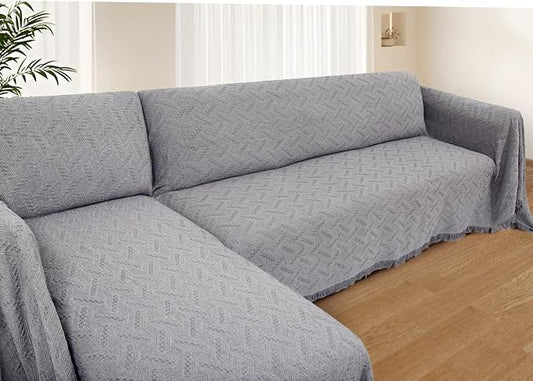 HOMERILLA Sectional Couch Covers for Sectional Sofa L Shaped Sofa Cover Blanket 2 Pieces L Shape Furniture Protector for Pets Dogs (Light Grey, XX-Large) | Washable Fabric, Anti-Pet Hair, Stain & Wear Resistant, Multiuse Sofa Blanket Protector, Pet Fri... by HOMERILLA