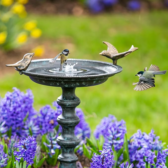 Evergreen Garden Hummingbird Bird Baths for Outdoors Heavy Duty | Metal Bird Bath Bowl with Stand | Ground Standing Bird Bath and Feeder for Garden Yard Deck - Image 5