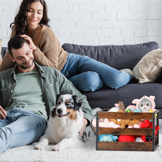 CADUKE Large Dog Toy Box Set of 2 | Dog Toy Storage, with Handles, Large, Durable, MDF Board Perfect for Organizing Chew Toys, Puppy Leash, Accessories - Image 7