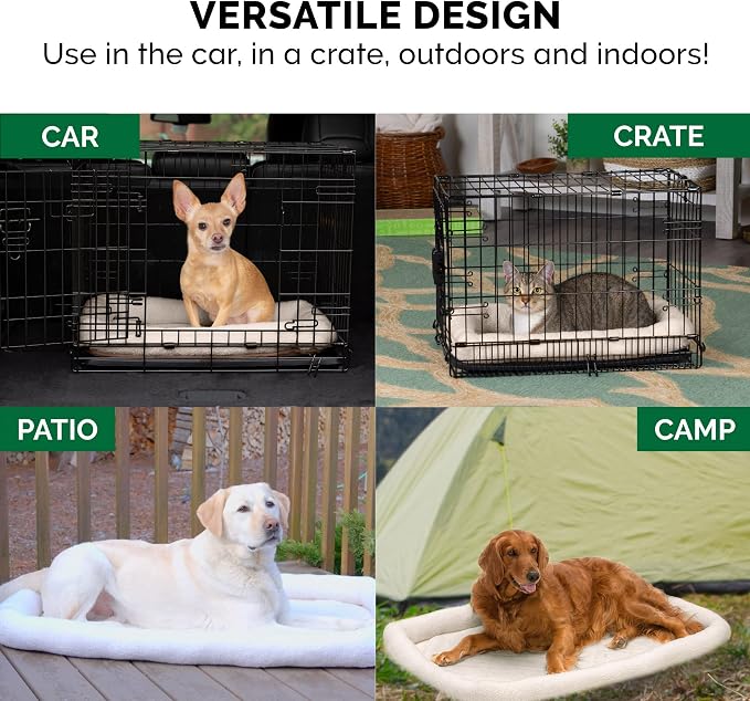 Furhaven Dog Bed for Large Dogs, 100% Washable, Sized to Fit Crates - Sherpa Fleece Bolster Crate Pad - Cream, Jumbo/XXL - Image 12