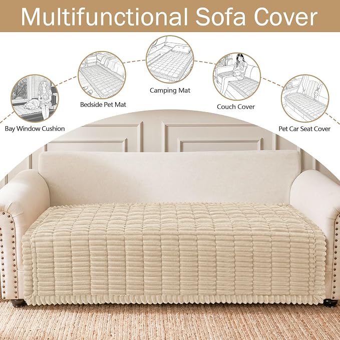 hyha Couch Cover for Dogs, Washable Non Slip Plush Flannel Sofa Protector | Thick Flannel, Silicone Anti-Slip Backing, Pet Hair & Scratch Protection, Fits Sofa & Loveseat (43" x 63") - Image 3