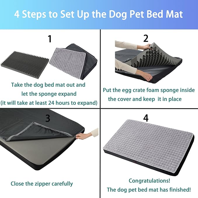 Grey 54''x42''x4 Jumbo XXXL Orthopedic Rabbit Plush Cover Dog Bed | Soft, Waterproof, Egg Foam, Pet Crate Beds Mat, Kennel Pads, Removable Washable Cover,Non-Slip Bottom,Anti-slip oxford fabric - Image 6