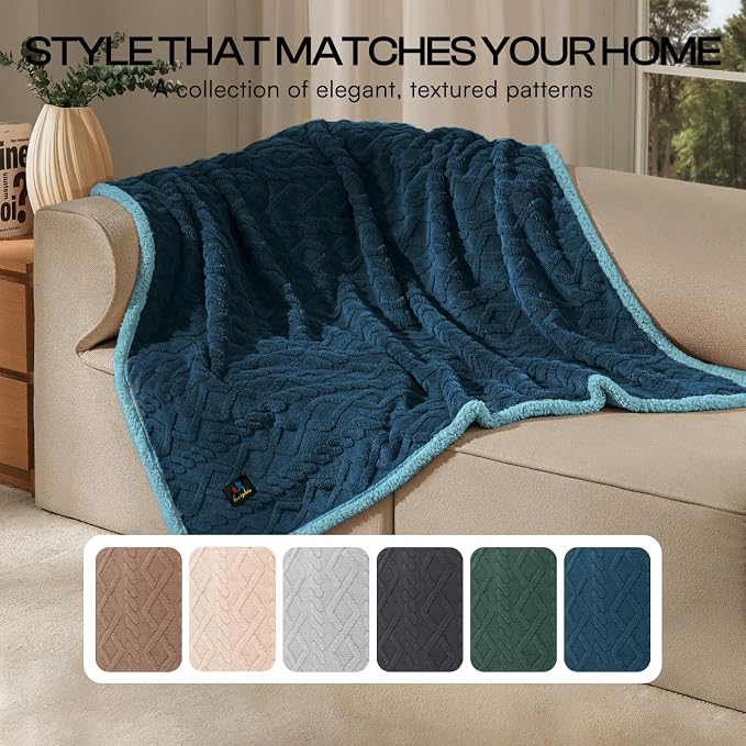 Luciphia Waterproof Dog Blanket, Reversible Sherpa Fleece for Couch Cover | Reversible waterproof pet blanket with soft Sherpa fleece; machine washable, protect couch bed car, Navy-thicken 40" x 28" - Image 5