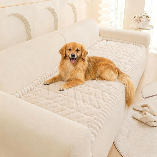 OTOB Couch Covers for 3 Cushion Couch Sofa Washable Non Slip Dog Sofa Cover | Off White, 27.6"x82.7", Pet Friendly, All Seasons, Modern Geometric Jacquard, Soft Breathable, Furniture Protector, Modern by OTOB