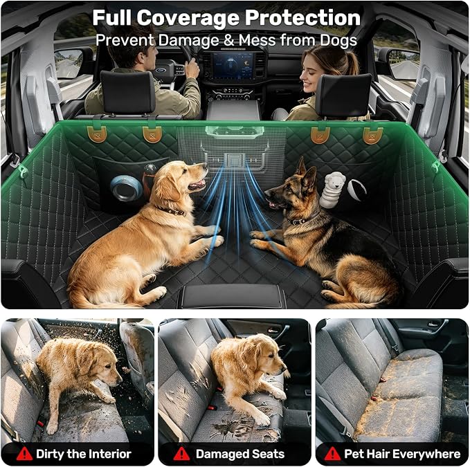 Zanch Heavy-Duty Dog Truck Seat Cover, Flat Solid Back Seat Extender for Multi Large Dogs, Hard Bottom Supports 450 lb, Waterproof Hammock Protector, XL for Full-Size Crew Cab Trucks & SUVs, Matte Blk - Image 5