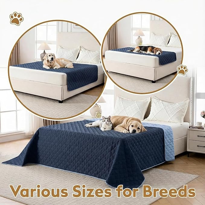 FunFurry Waterproof Dog Blanket, Couch Cover for Dogs Washable, Reversible Dog Bed Cover, Couch Furniture Protector. (Dark＆Light Blue, 82 X 102 Inch - 1 Pack) - Image 4