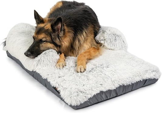 Best Friends by Sheri Nap Mat Dog Bed with Bolster - Washable Crate Pad, Removable Cover, Frost, Large, 36x21 by BestFriendsbySheri