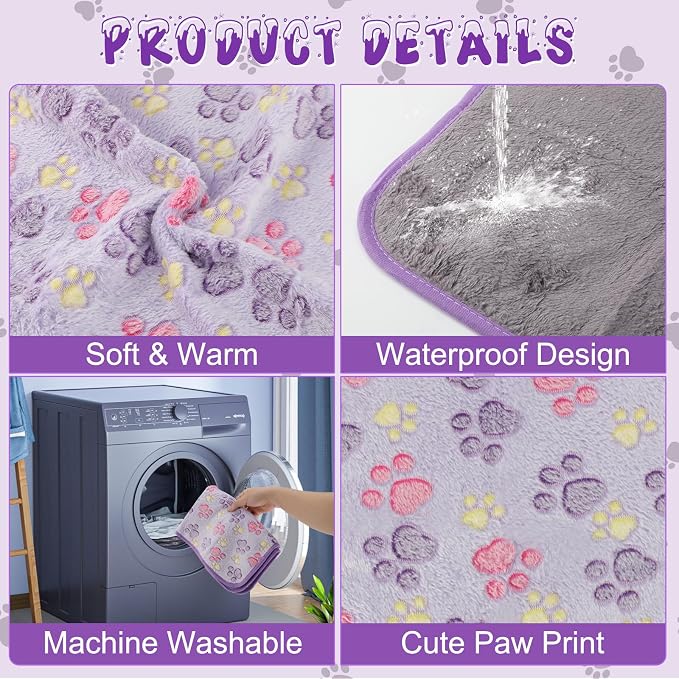 YUEPET Waterproof Guinea Pig Blankets Washable 6 Pack Small Animal Fleece Cage Liners Pet Soft Sleep Mat Pad Cover Warm Flannel Throw for Hamster Guinea Pig Rabbit Chinchilla Hedgehog Ferret 48"×24" - Image 3
