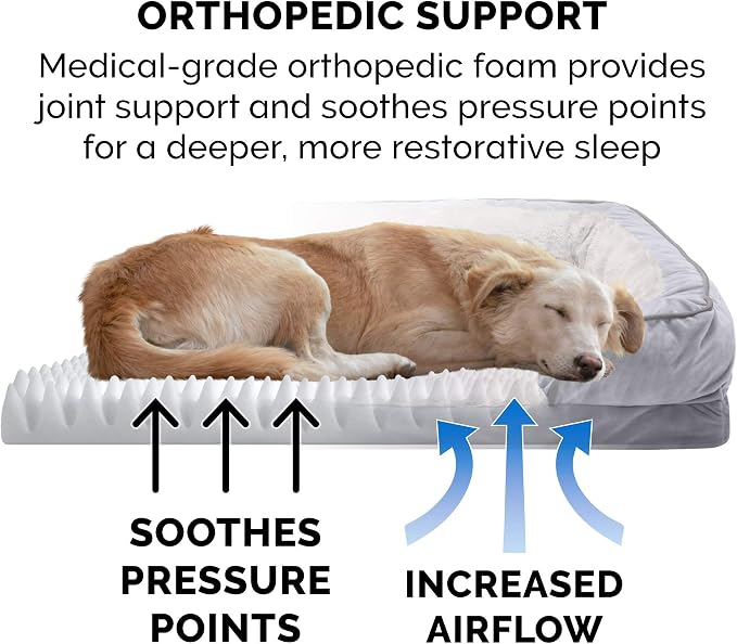 Furhaven Orthopedic Dog Bed for Medium/Small Dogs w/ Removable Bolsters & Washable Cover, For Dogs Up to 35 lbs - Plush & Velvet Waves Perfect Comfort Sofa - Granite Gray, Medium - Image 5