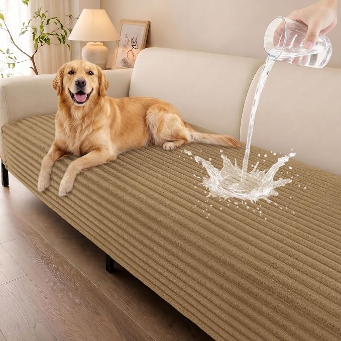 Smiry Waterproof Couch Cover for Dogs, Washable Non Slip Plush Protector | Waterproof Protection, Plush Flannel, Non Slip Backing, Pet Hair & Scratch Protection, Soft Cover (36" x 88") by Smiry