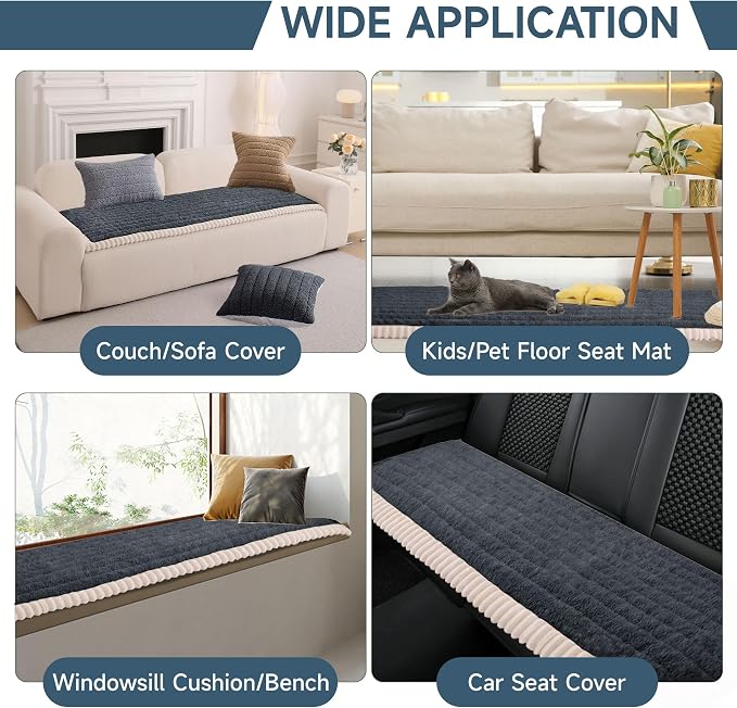 OTOB Couch Covers for Sofa Pet Friendly, Washable & Non Slip Fuzzy Dog Couch Cover Sofa Slipcovers Love Seat, Soft Plush Cozy Furniture Protector Cushion Mat, All Seasons (Dark Gray, 27.6" x 59.1") - Image 5