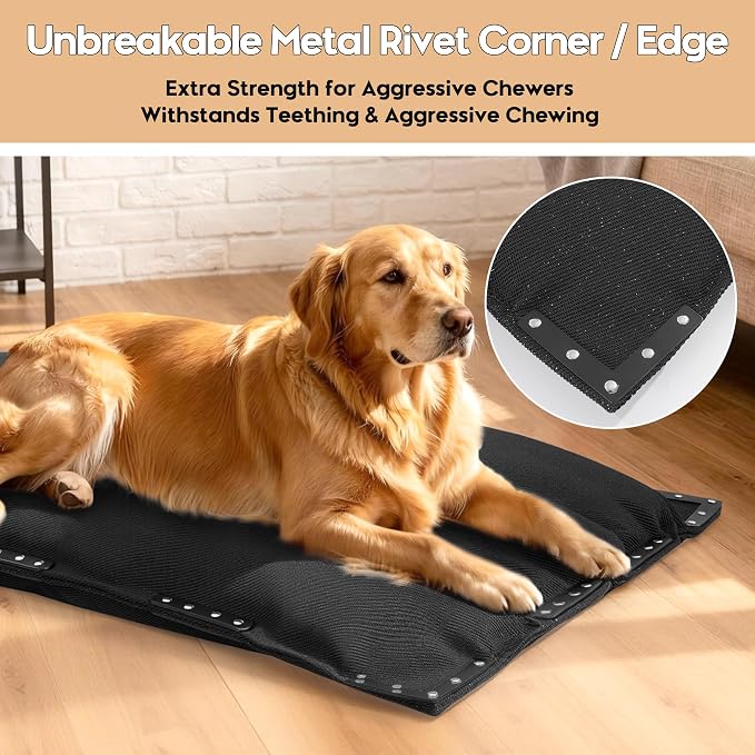 MABOZOO Chew-Proof Dog Bed with Metal Rivets, Durable Kennel Mat for Aggressive Chewers, Waterproof Crate Pad with Shredded Foam Fill for Medium Dogs (Indoor/Outdoor Use) - Image 4