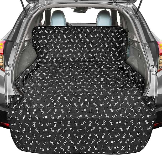 F-color SUV Cargo Liner for Dogs - Heavy Duty Cargo Cover for Mid-Size SUVs | Water Resistant, Bumper Flap, Non-Slip Mat, Car Trunk Dog Car Seat Cover Prevents Scratches Pet Hair Mud Dirt for Sedans Vans by F-color