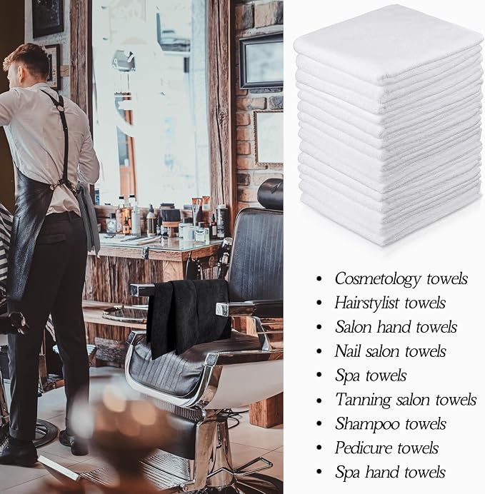 Shimeyao 40 Pack Bleach Proof Towels Microfiber Absorbent Resistant Hair Hand Towels Bulk Quick Dry for Barber Gym Bath Spa Shaving (Black White Grey,16 x 29 Inch) - Image 5