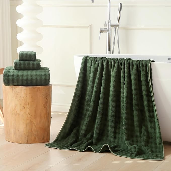 Bath Sheets 40x80 Inches Microfiber Extra Large BathTowels Super Soft Absorbent Quickly Dry Shower Towels for Bathroom (Olive Green,PK 2) - Image 2