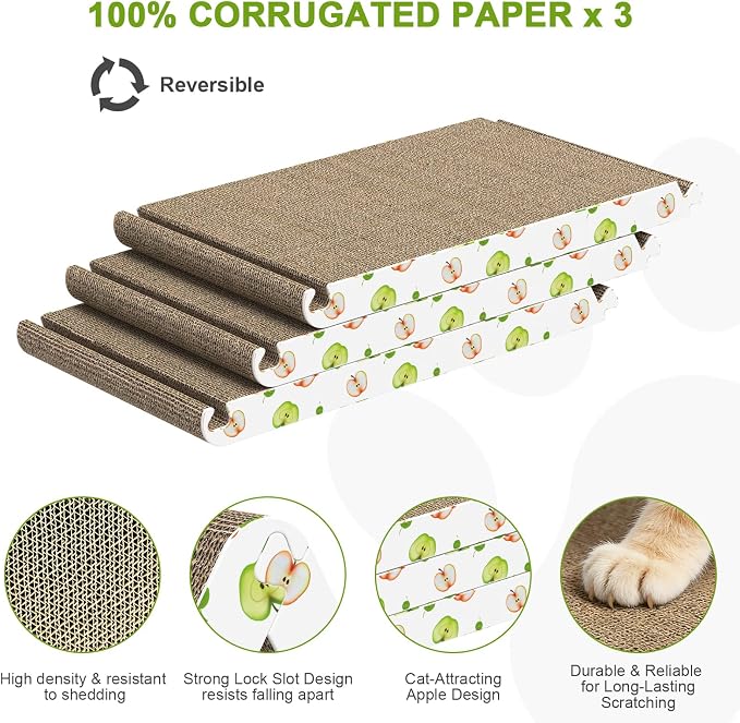 TIMHAKA Triangle Cat Scratcher, Cat Scratching Board for Indoor Cats, 6 Usable Sides Cardboard Cat Scratcher with Catnip, Corrugate Cardboard Cat Scratching with Premium Scratch Textures Design - Image 3