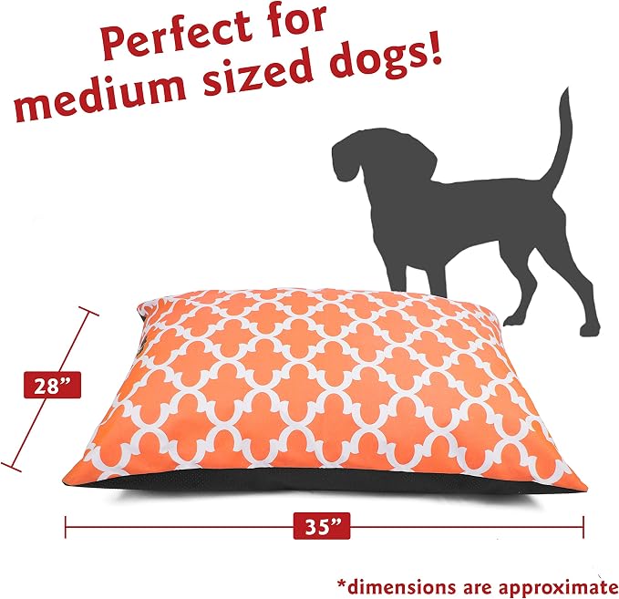 Majestic Pet Rectangle Medium Dog Bed Washable – Non Slip Comfy Pet Bed – Dog Crate Bed Super Value Pillow Dog Bed – Dog Kennel Bed for Sleeping - Dog Bed Medium Breed 35 x 28 Inch – Trellis Orange - Image 2