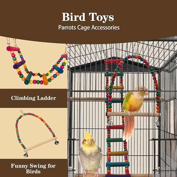 Large Parakeet Cage,Small Bird Cage,Cockatiel Cage for Birds with Covers,Parrot Cage Accessories for Finch,Cockatiels,Conure Bird,Budgie,Pigeon,Canary,Lovebird,Quaker (Meduim Birdcage) - Image 7