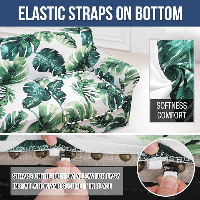 hyha Stretch Couch Covers, Chair/Sofa Covers, Armchair Slipcover for Dogs | Floral Pattern, Printed, 2 Pieces, Separate Couch Cushion Slipcover, Soft Chair Cover with Elastic Bottom for Pets (Armchair) - Image 5