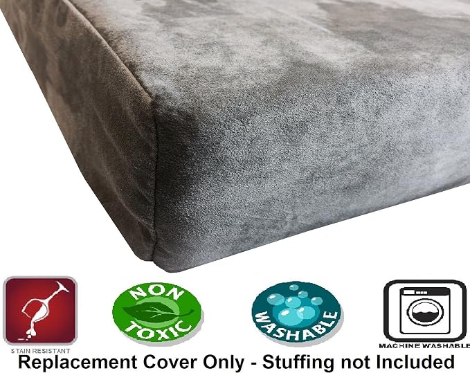 Dogbed4less 55X37X4 Inches XXL Size : Suede Fabric External Replacement Cover in Gray Color with Zipper Liner for Dog Pet Bed Pillow or pad - Replacement Cover only - Image 3