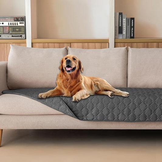 gogobunny 3X Stronger Waterproof Pet Blanket, Scratch Proof Furniture Protector for Dogs Cats, Reversible Cover 30x90 Inch, Dark Grey by gogobunny