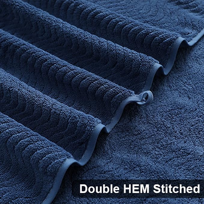 Smuge Ultra Soft Bath Towel Set of 4, Navy Extra Large Textured Microfiber Luxury Towels 35x70 in, Quick Dry, Highly Absorbent, Fluffy, Oversized, for Bathroom Shower Pool Hotel Beach - Image 5