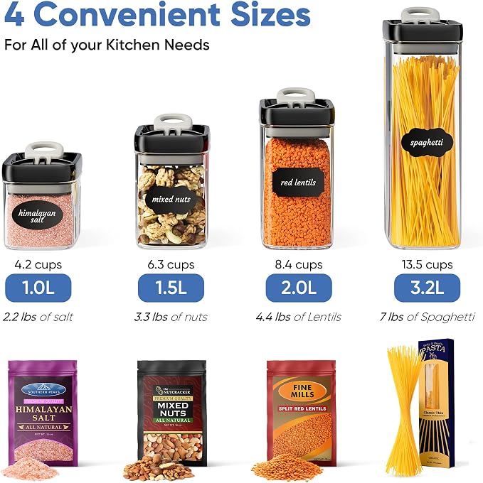 Chef's Path Airtight Food Storage Containers Set for Home Organization - 7 Piece Largest Flip Lock Set w/more Capacity - BPA Free Plastic Dry Food Storage Containers with Lids - Image 2